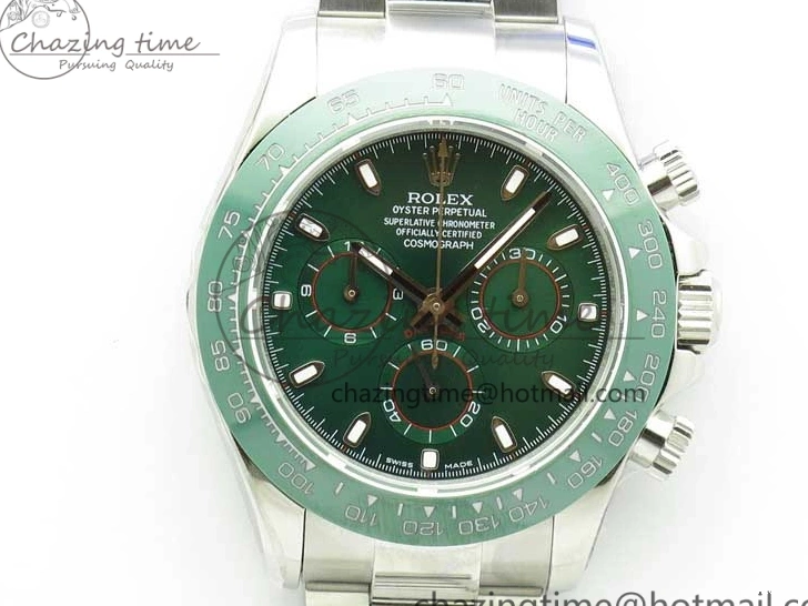 Ceramic A7750 Daytona on Dial SS Green 116520 Real SS Stick Markers Bezel Bracelet Edition UBF Best 0301